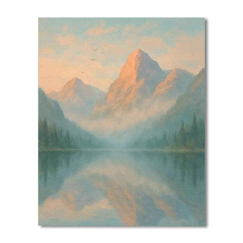 Serene Dawn Over Mountain Lake Painting by numbers kit