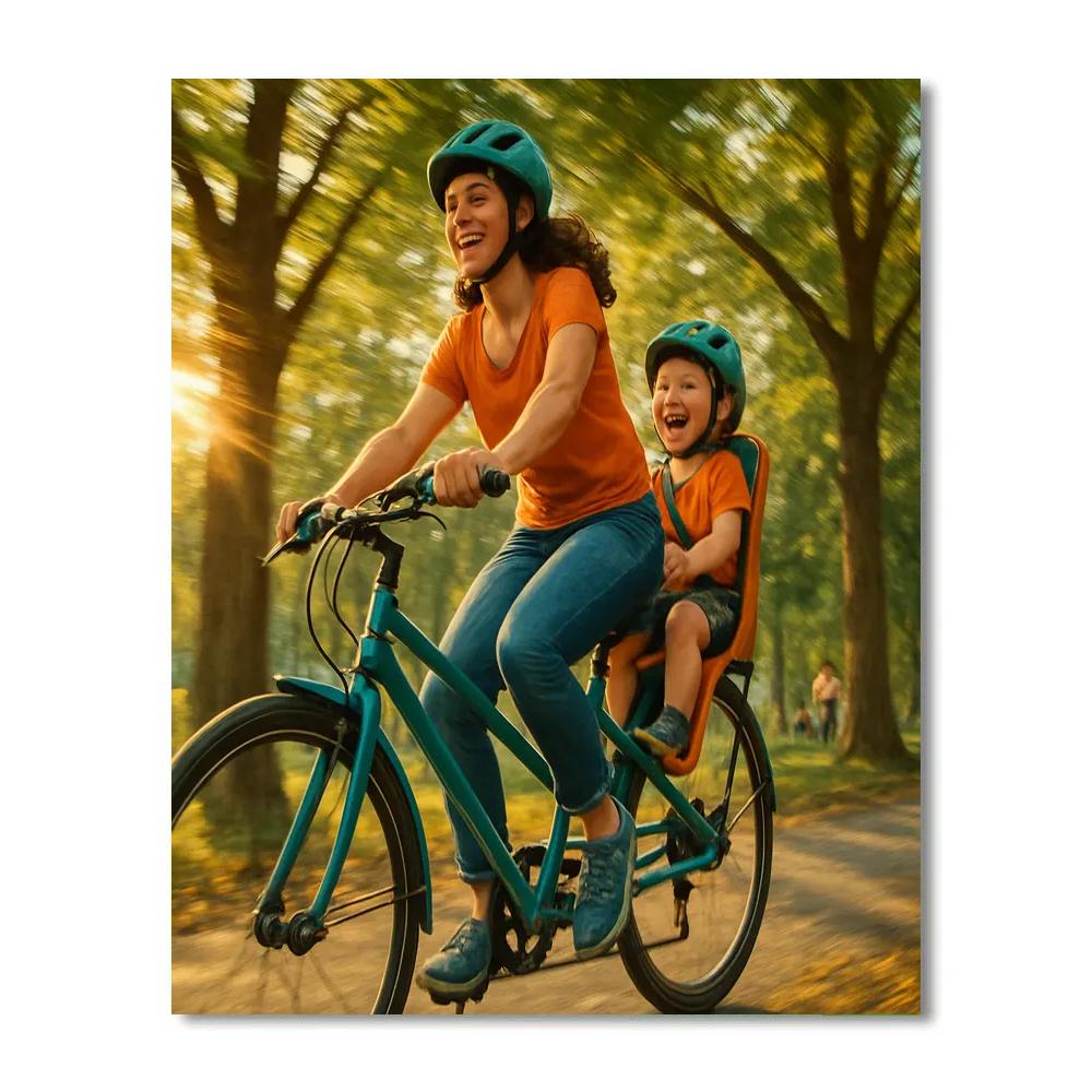 Mother And Child Bicycle Ride Number painting