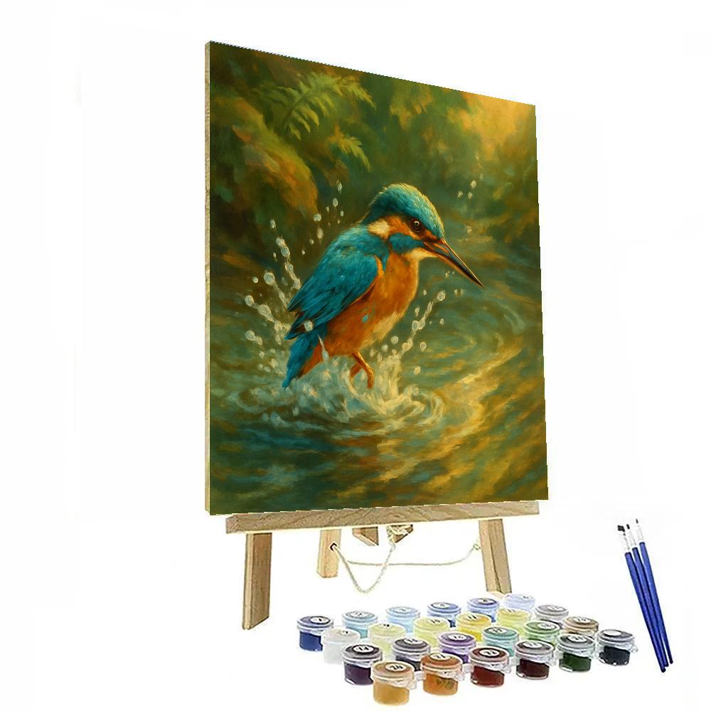 Kingfisher Diving Into A Stream paint by numbers