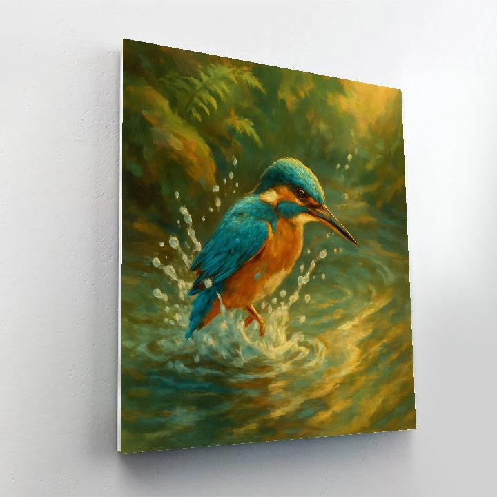 Kingfisher Diving Into A Stream paint by numbers