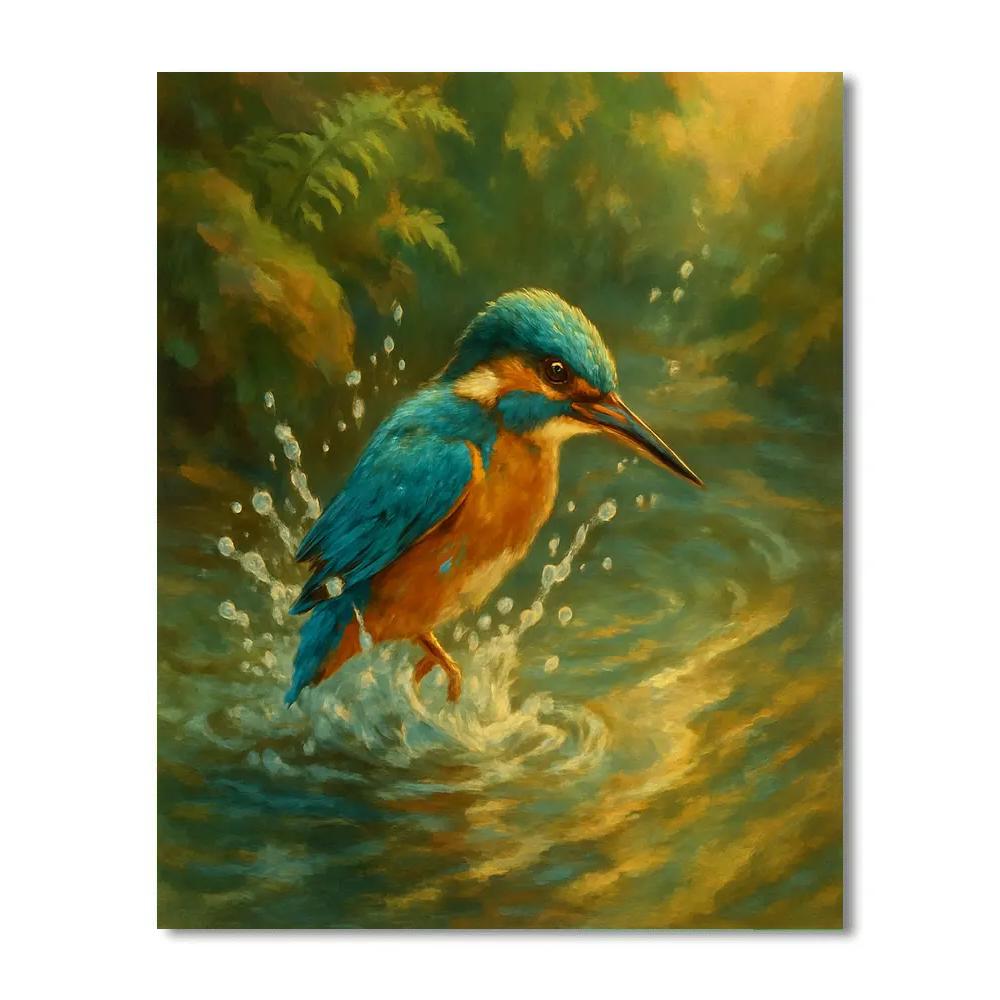 Kingfisher Diving Into A Stream paint by numbers