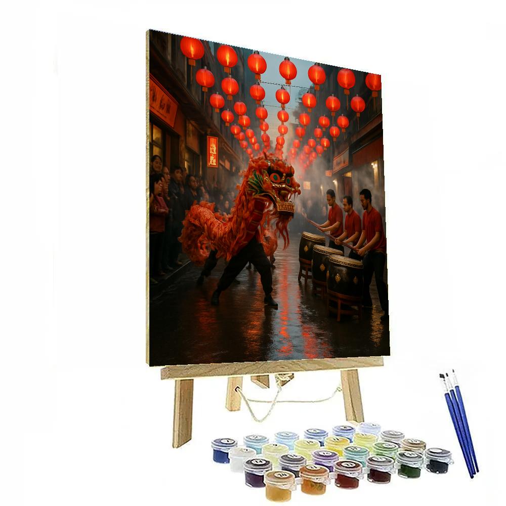 Chinese New Year Dragon Dance Through Market Lane paint by numbers