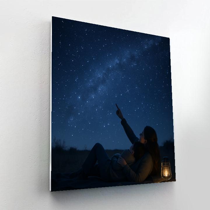 Mother And Child Stargazing Blanket Night Number painting