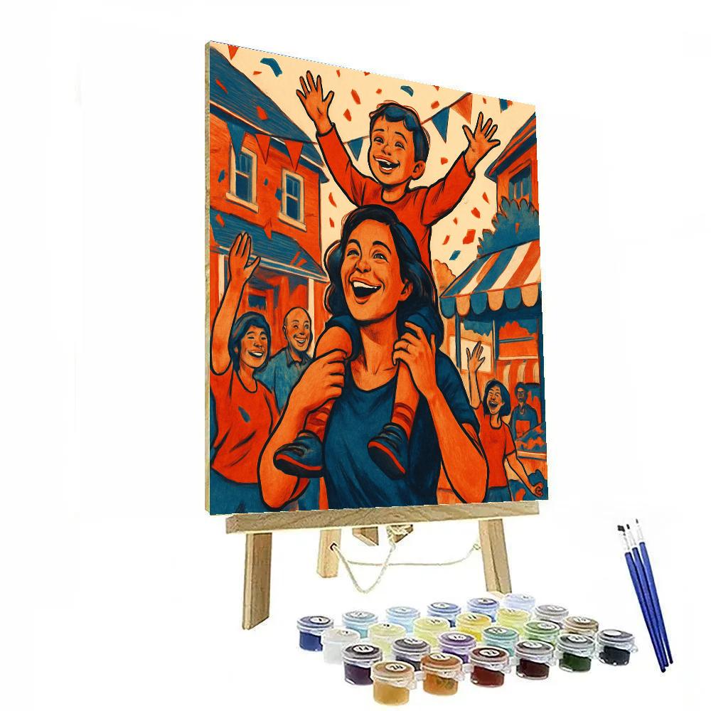 Mother Carrying Child Home From Parade Paint by numbers art