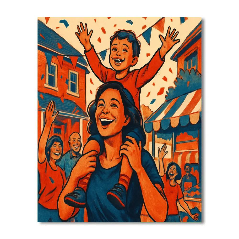 Mother Carrying Child Home From Parade Paint by numbers art