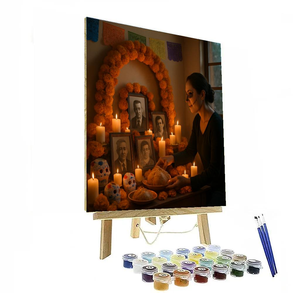 Día De Muertos Family Ofrenda Indoors paint by color
