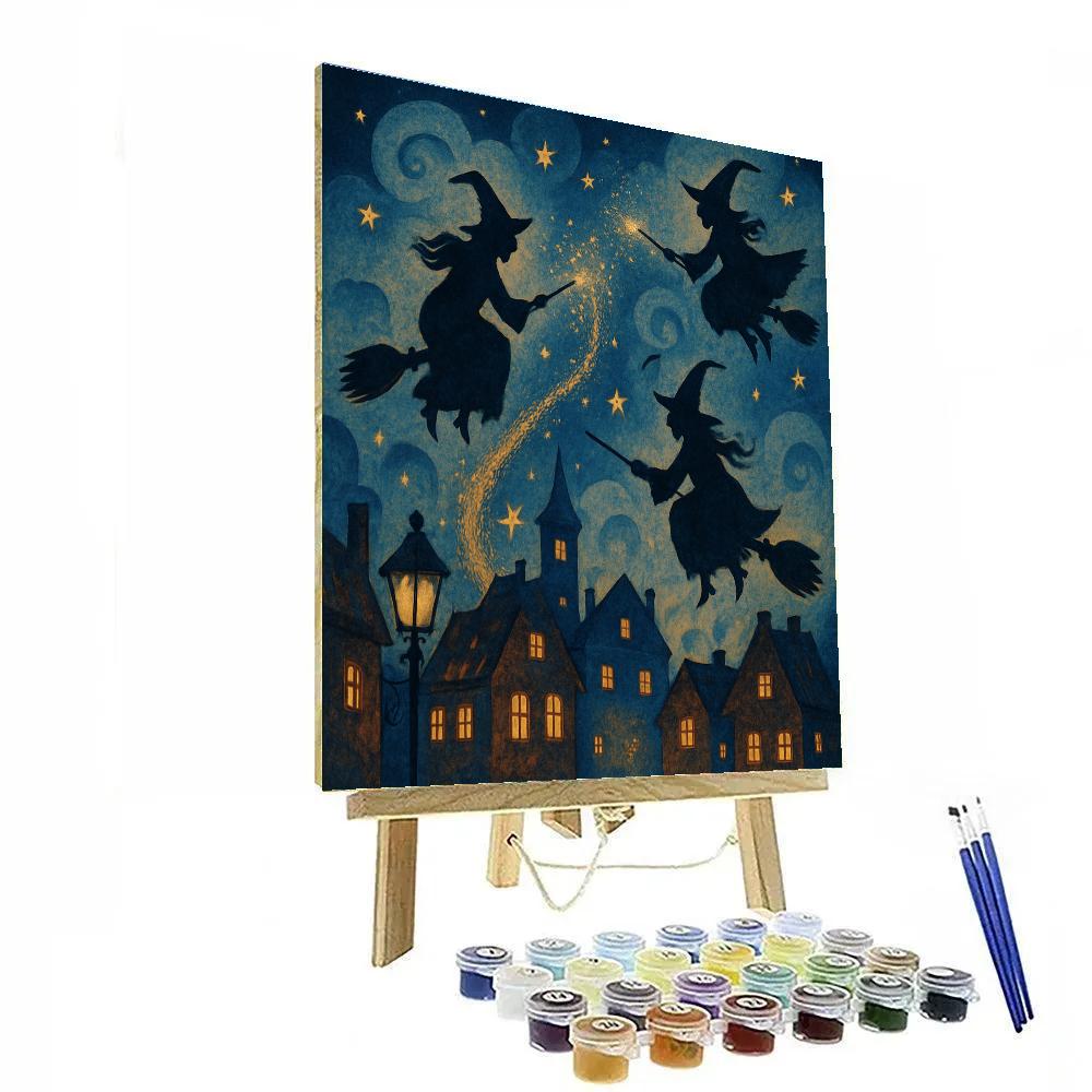 Witches Dance Under Moonlight Paint by numbers art