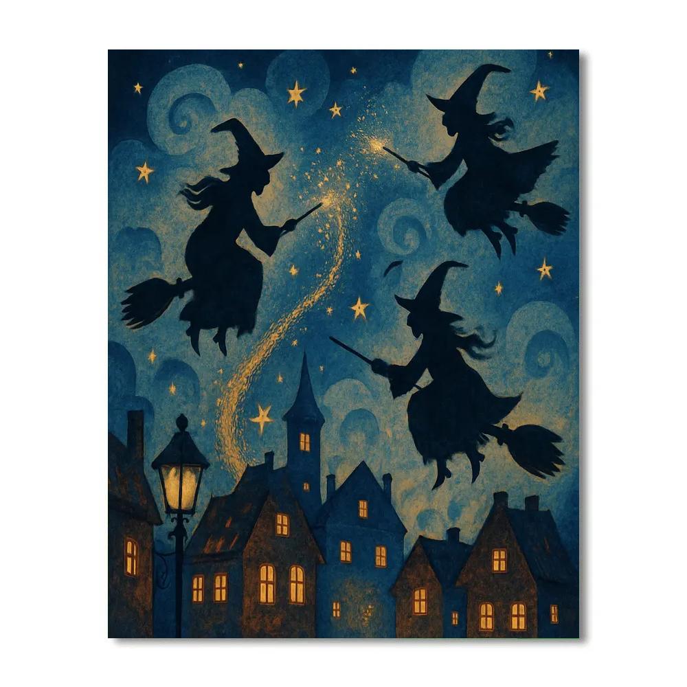 Witches Dance Under Moonlight Paint by numbers art