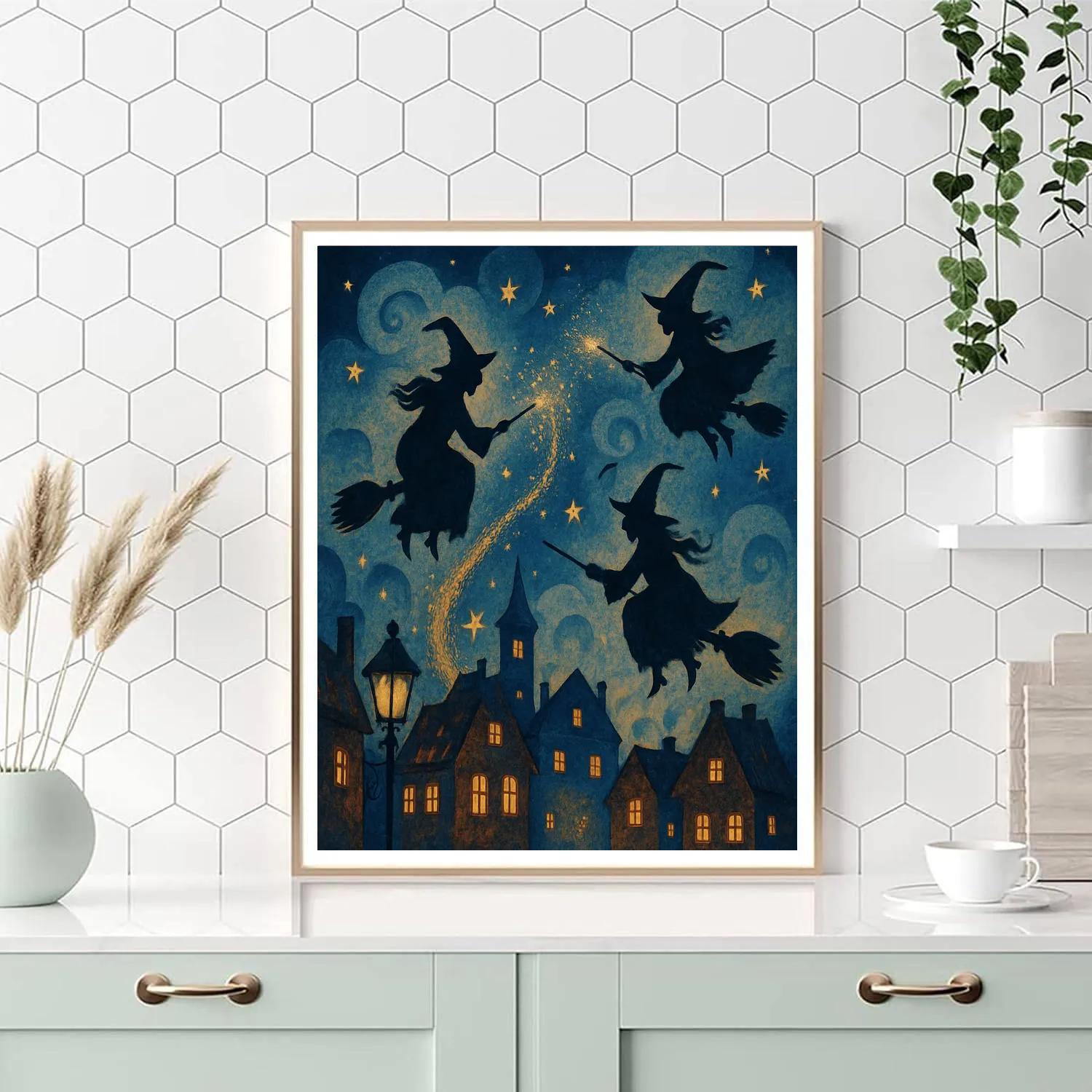 Witches Dance Under Moonlight Paint by numbers art