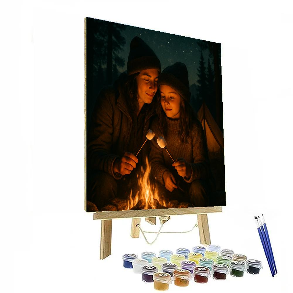 Mother And Child Camping Firelight Story Numbered painting kits