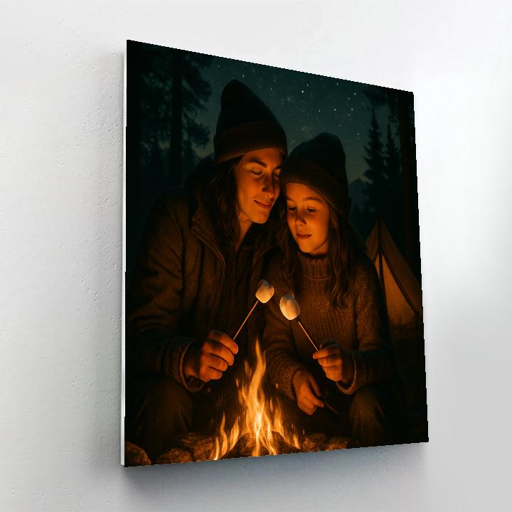 Mother And Child Camping Firelight Story Numbered painting kits