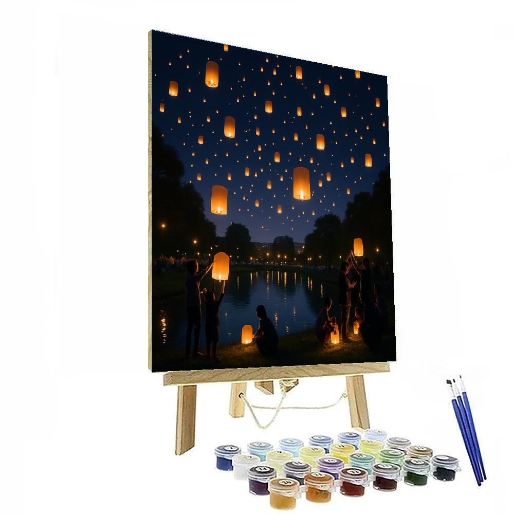 Lantern Festival Sky Above City Park Painting by numbers kit