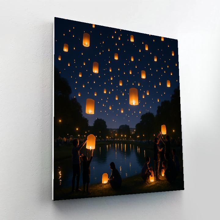 Lantern Festival Sky Above City Park Painting by numbers kit