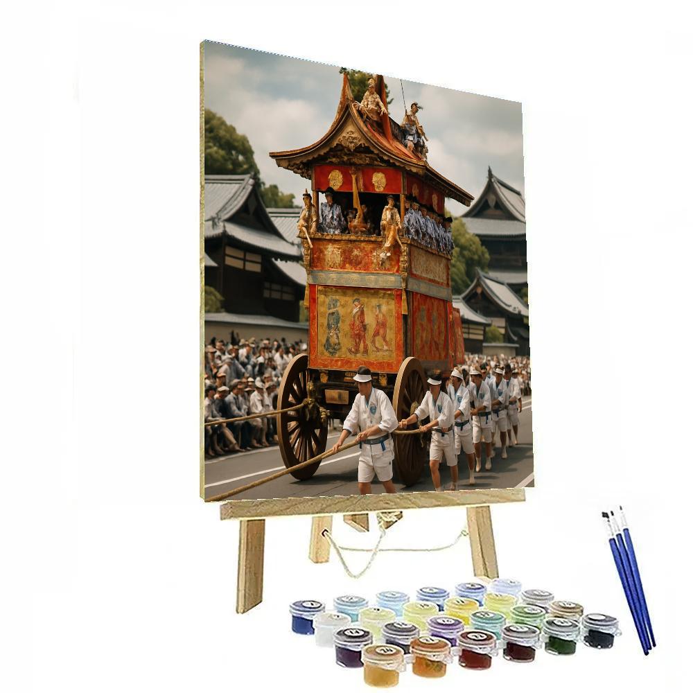 Gion Matsuri Float Procession On Kyoto Avenue paint by color