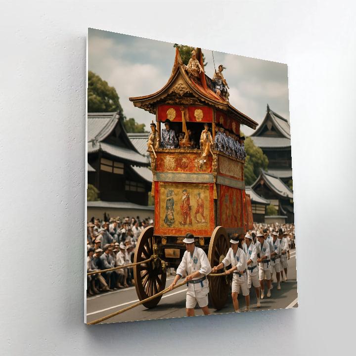 Gion Matsuri Float Procession On Kyoto Avenue paint by color