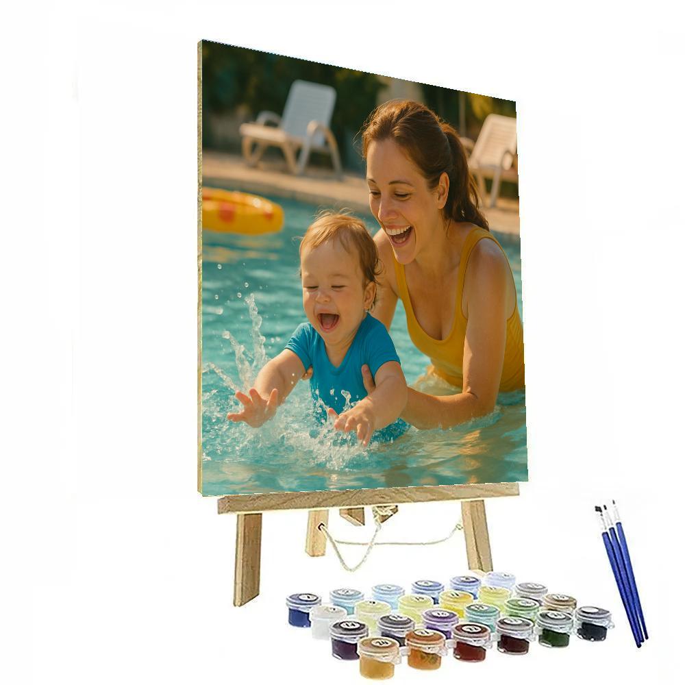 Mother Teaching Child To Swim DIY paint by numbers