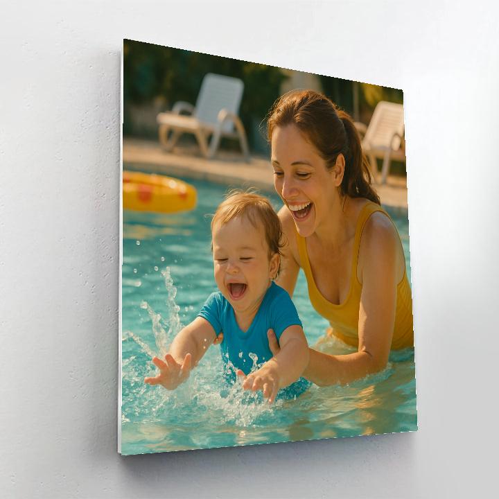 Mother Teaching Child To Swim DIY paint by numbers