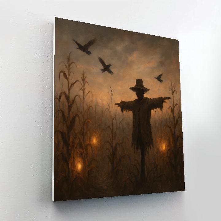 Foggy Twilight Cornfield Paint by numbers art