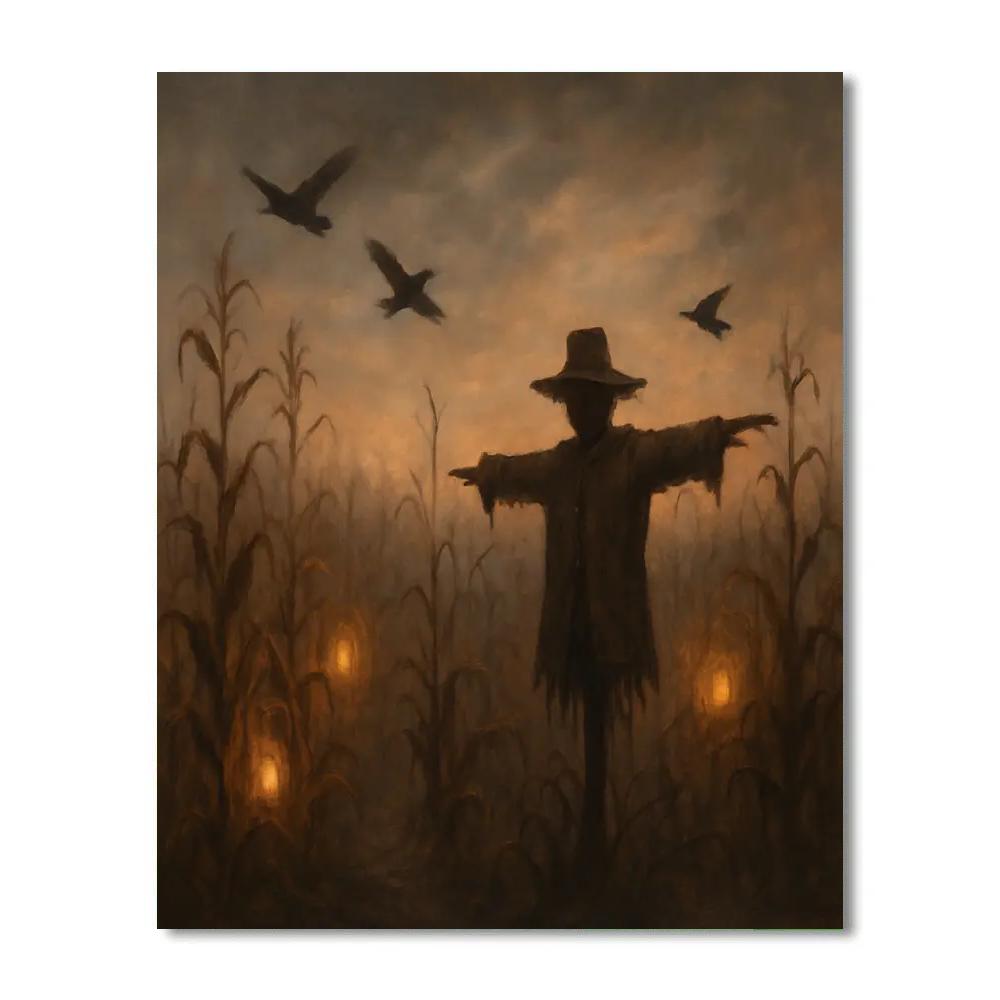 Foggy Twilight Cornfield Paint by numbers art
