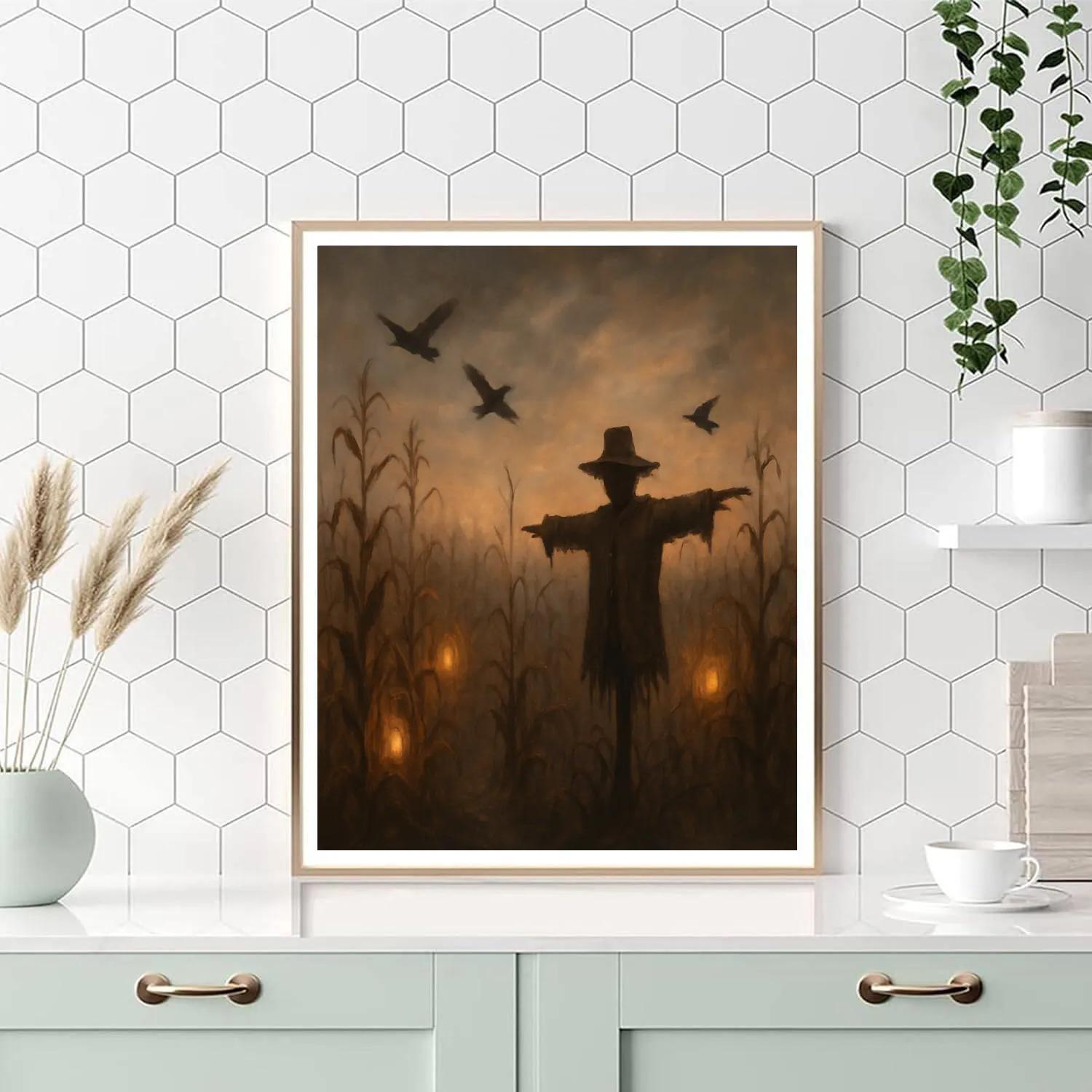 Foggy Twilight Cornfield Paint by numbers art