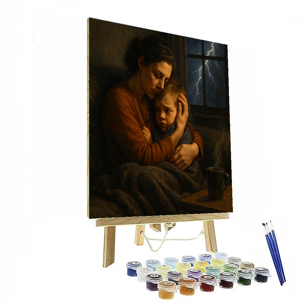 Mother Comforting Child During Thunderstorm Paint by numbers kits