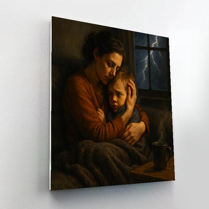 Mother Comforting Child During Thunderstorm Paint by numbers kits