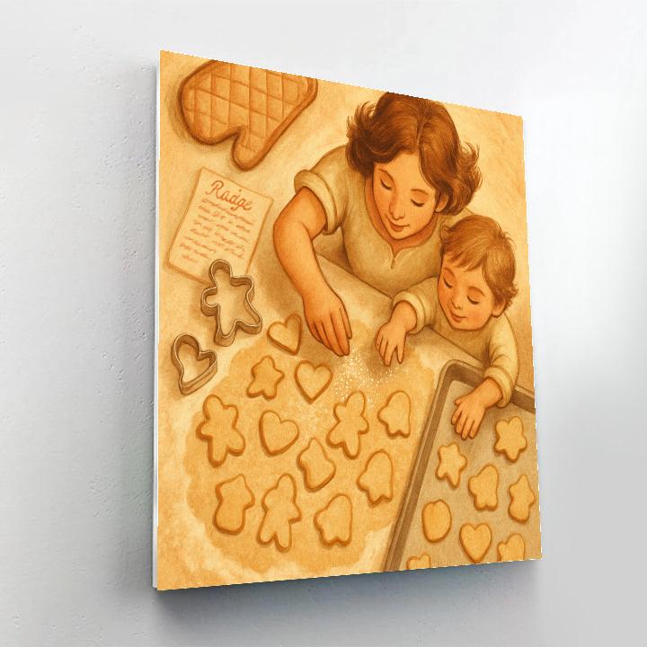 Mother And Child Baking Cookies Together painting number kit