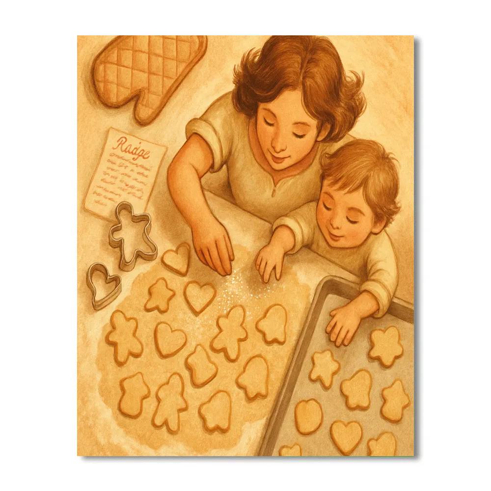 Mother And Child Baking Cookies Together painting number kit
