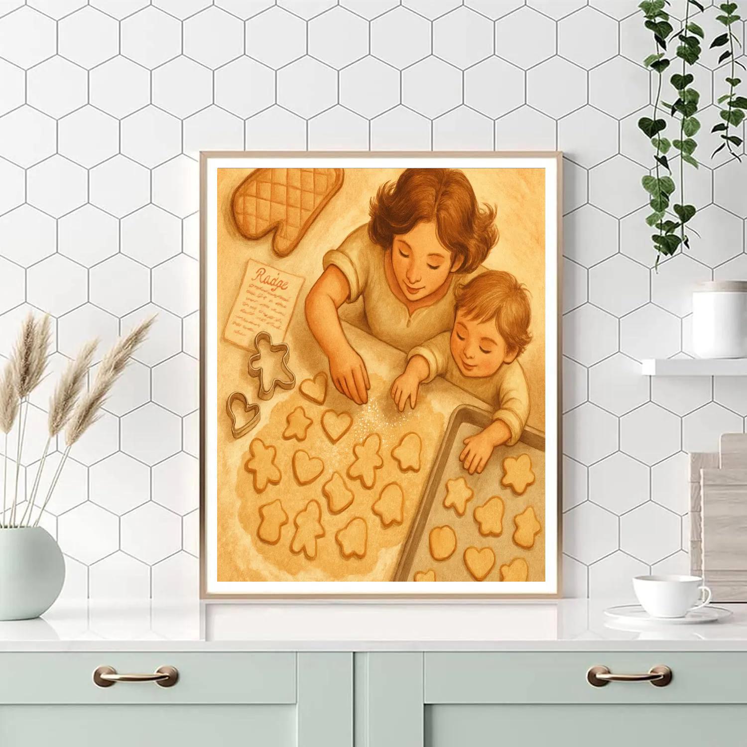 Mother And Child Baking Cookies Together painting number kit