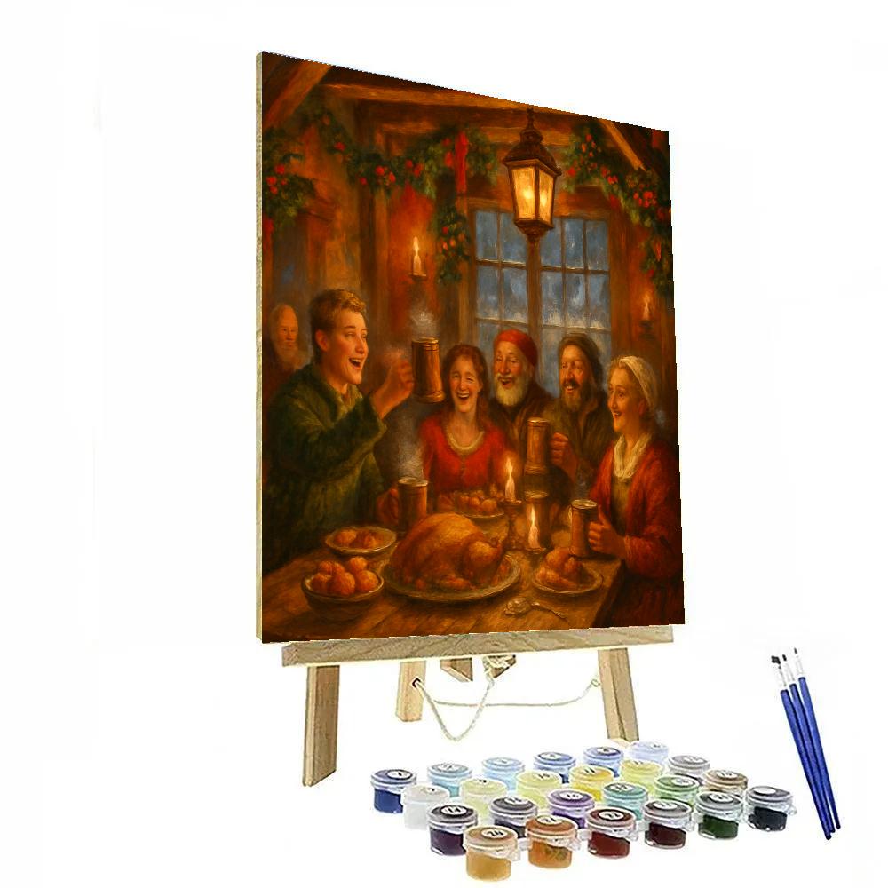 Holiday Feast In Rustic Tavern Glow Paint by numbers art