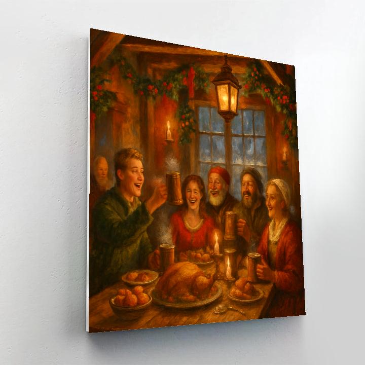 Holiday Feast In Rustic Tavern Glow Paint by numbers art