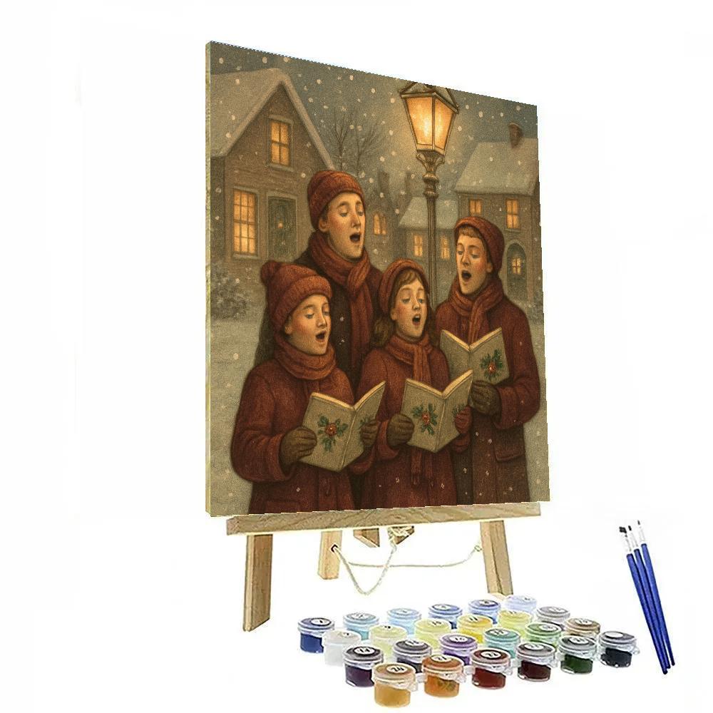 Midnight Carolers By Lamplight Glow painting number kit
