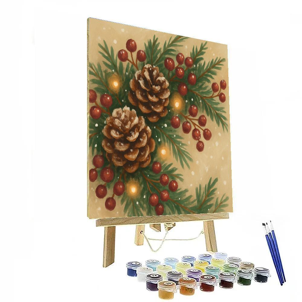 Snow-Dusted Pine Cone Garland Artistry painting number kit
