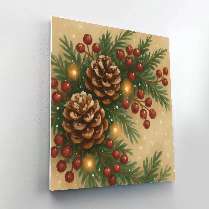 Snow-Dusted Pine Cone Garland Artistry painting number kit