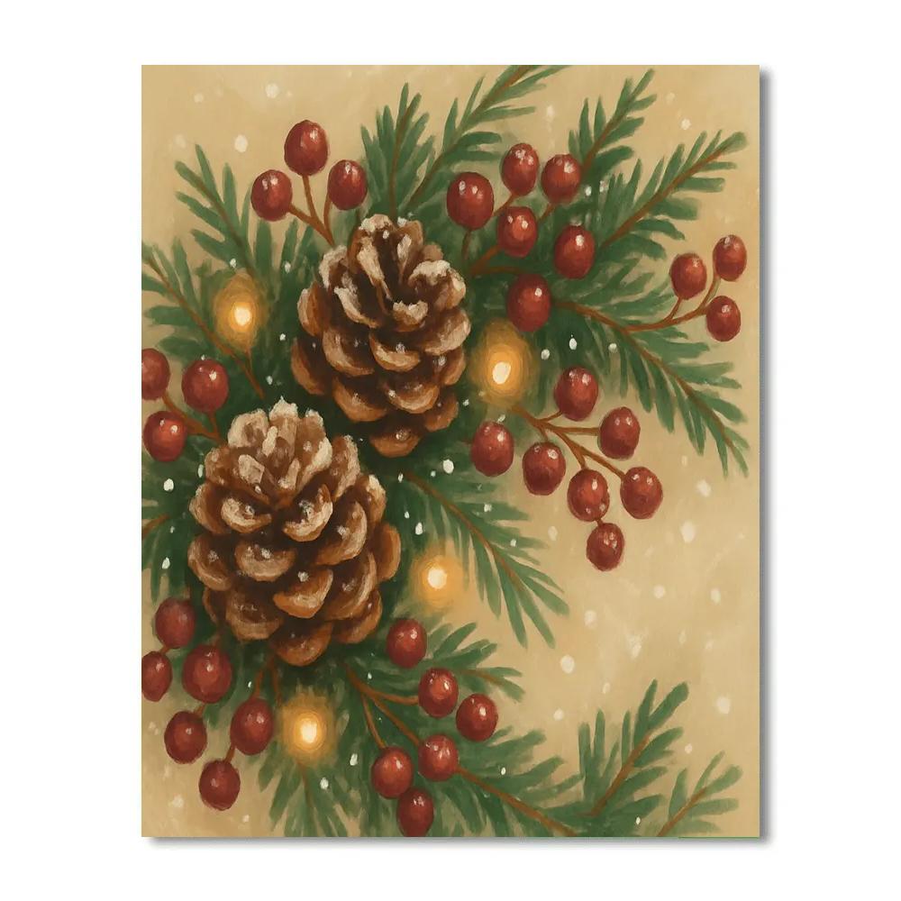 Snow-Dusted Pine Cone Garland Artistry painting number kit