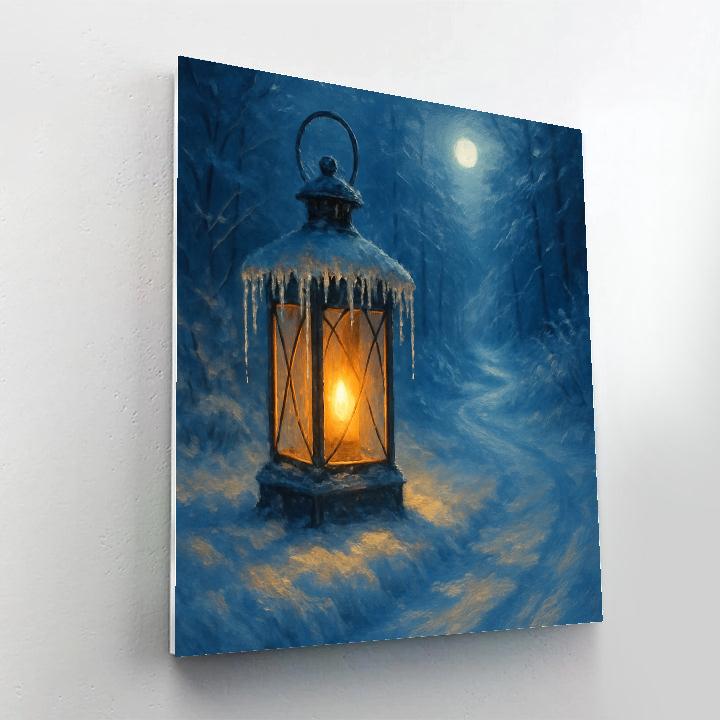 Icicle-Covered Lantern By Winter Path DIY paint by numbers