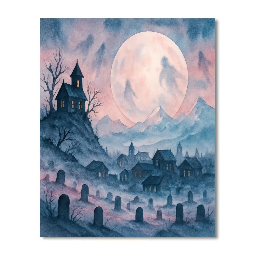 Frosted Haunting Moon paint by number