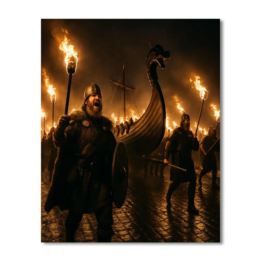Up Helly Aa Viking Torchlit March paint by number