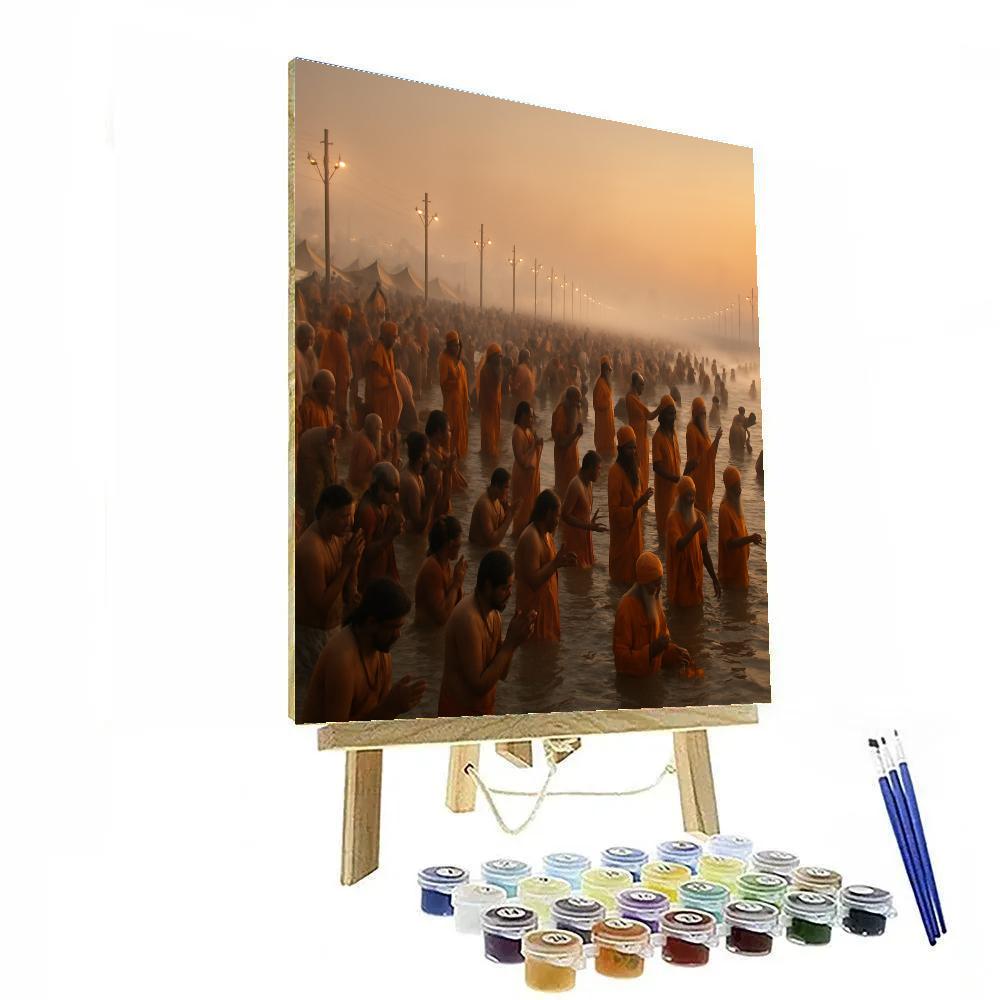 Kumbh Mela River Pilgrims At Sunrise paint by numbers