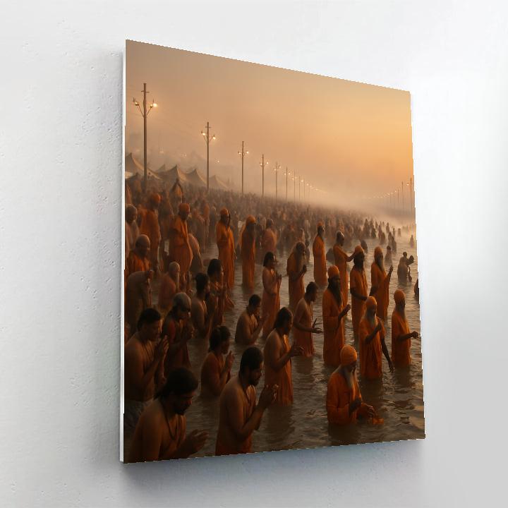 Kumbh Mela River Pilgrims At Sunrise paint by numbers