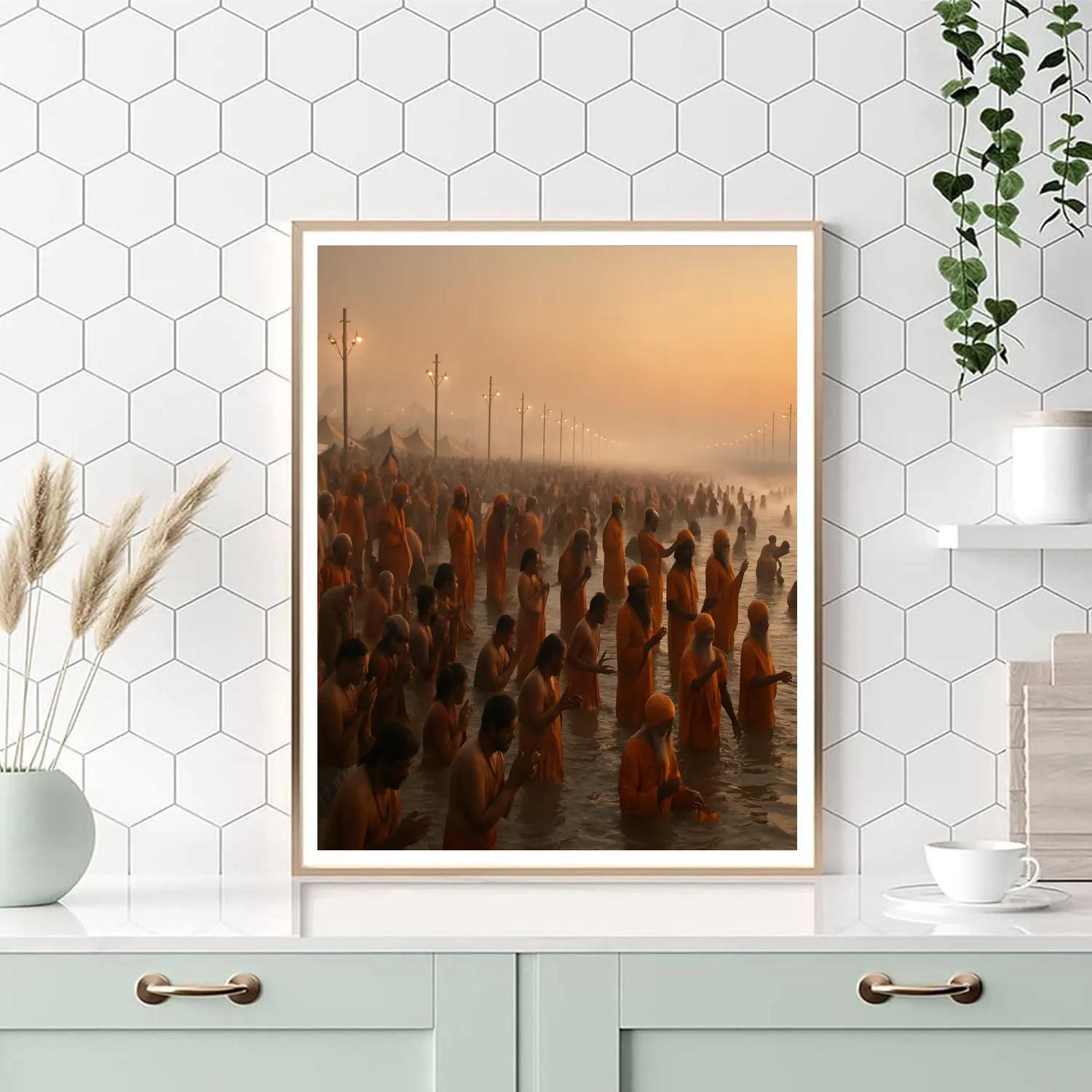 Kumbh Mela River Pilgrims At Sunrise paint by numbers