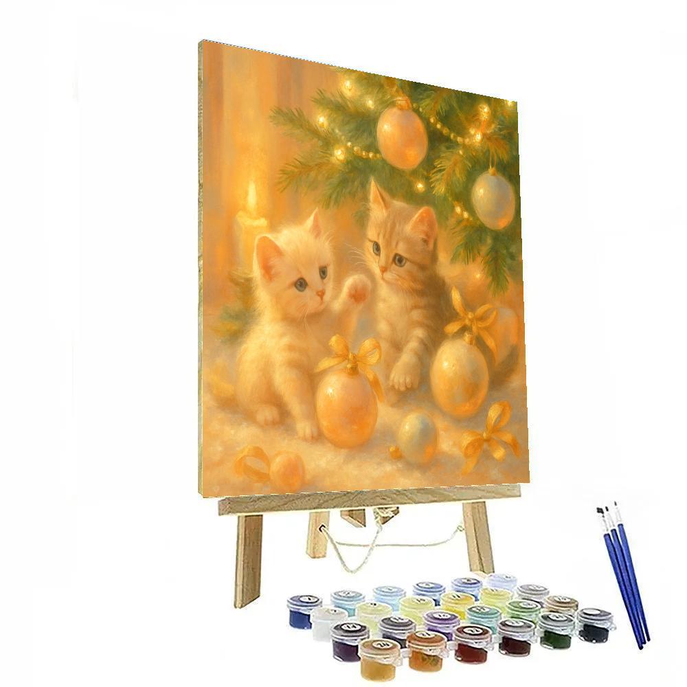 Playful Kittens With Holiday Ornaments paint by color