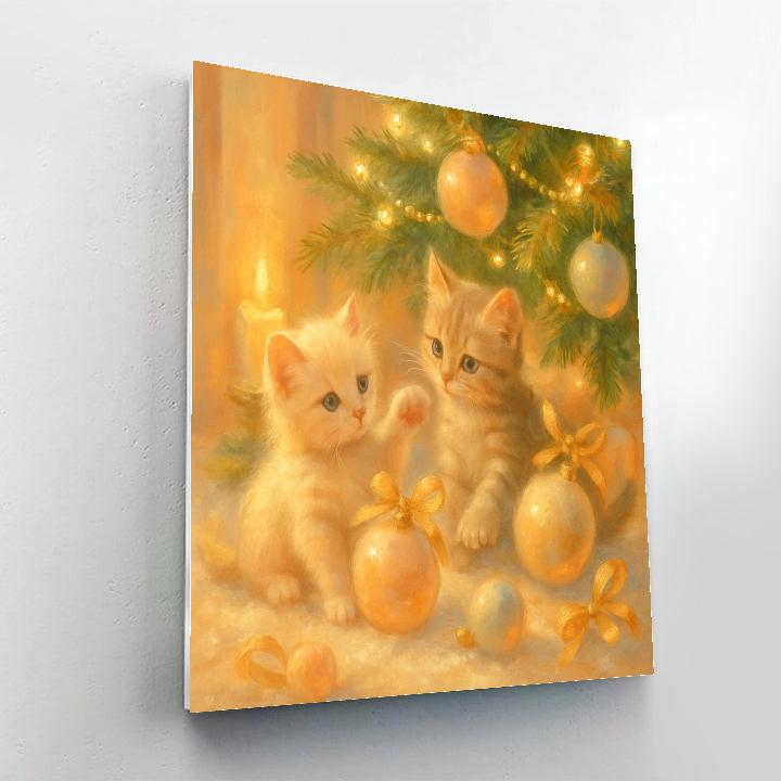 Playful Kittens With Holiday Ornaments paint by color
