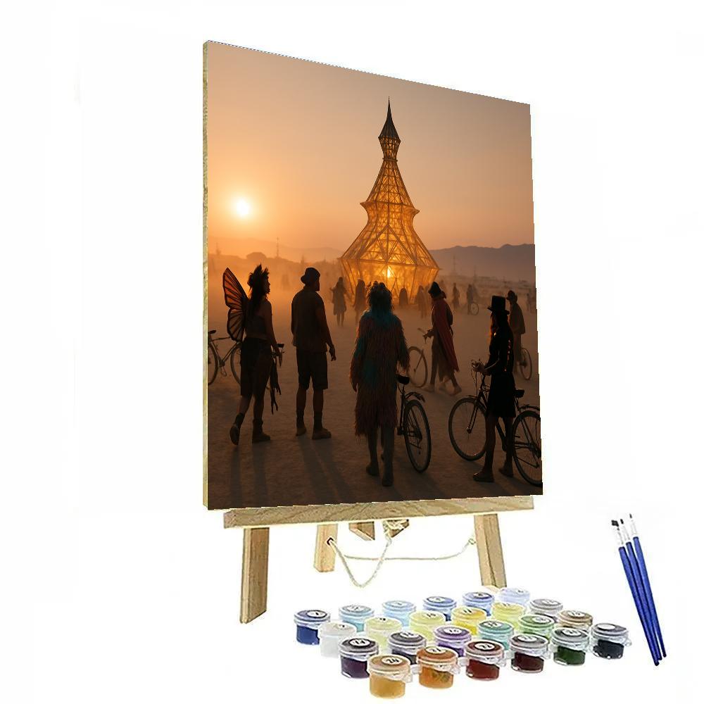 Burning Man Desert Plaza At Dusk paint by numbers