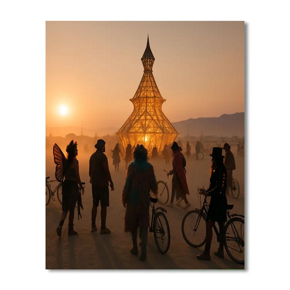 Burning Man Desert Plaza At Dusk paint by numbers
