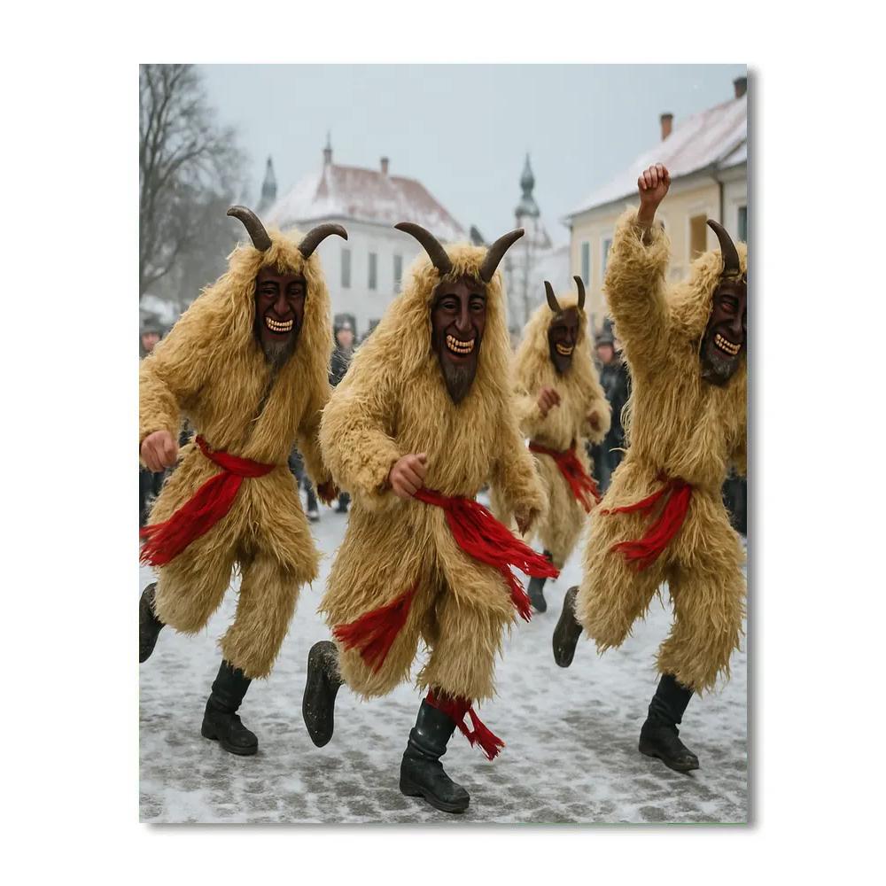 Busojárás Masked Dance In Mohács Painting by numbers kit