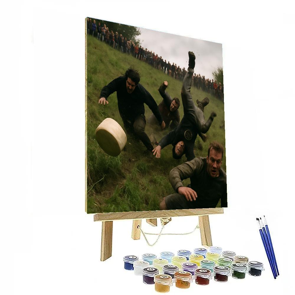 Cooper Hill Cheese Rolling Action Moment paint by numbers