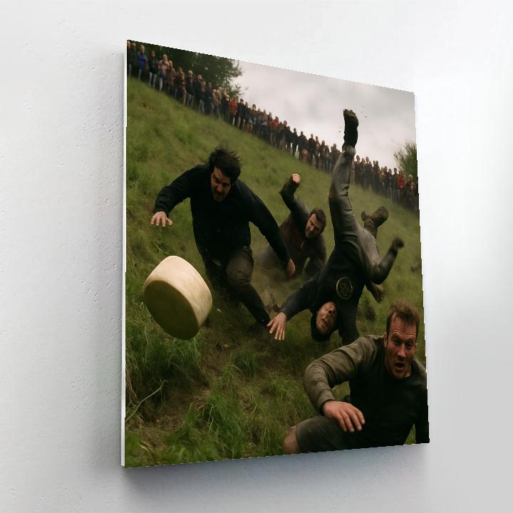 Cooper Hill Cheese Rolling Action Moment paint by numbers
