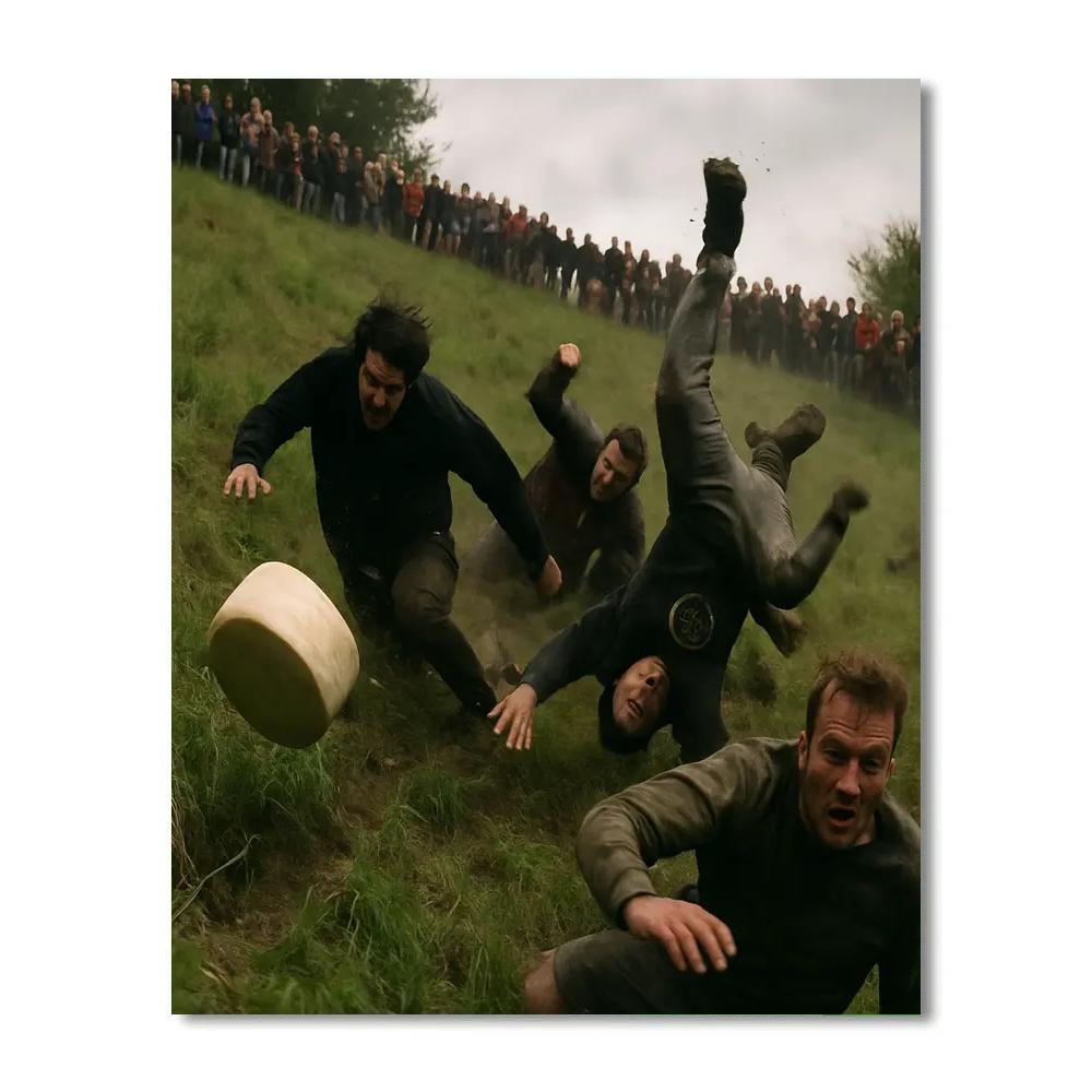 Cooper Hill Cheese Rolling Action Moment paint by numbers