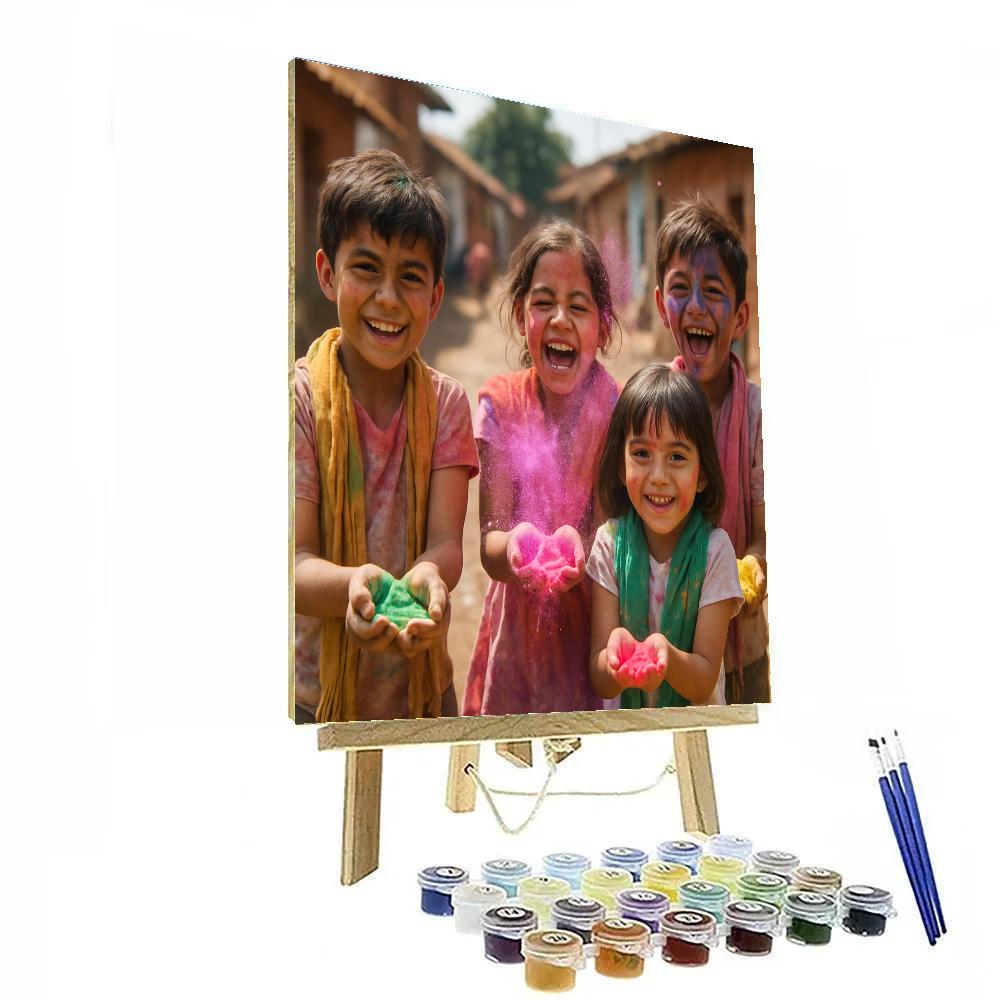 Holi Of Colours For Children At Village Fair Number painting